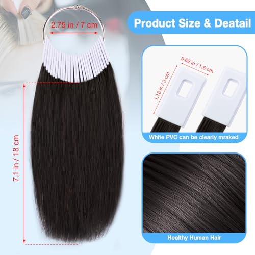 Noverlife 30PCS Human Hair Color Swatches - Black Hair Testing Sample Ring