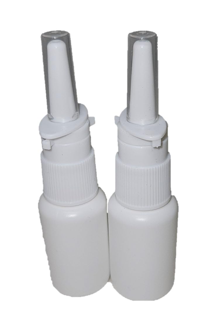 Snoot! 2-Pack 30ml (1 oz) Nasal Spray Bottle Mist Sprayer - Empty Refillable White Plastic Spray Bottles - Reusable Sprayer Nasal Cleanser & other Medications