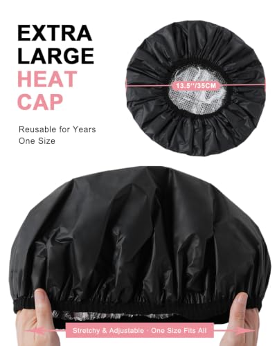 YIZIJIZI Black 2 Pack Hair Heat Cap for Deep Conditioning, Thermal Cap