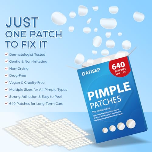 DATISEP Hydrocolloid Pimple Patches - 640 Count with Salicylic Acid