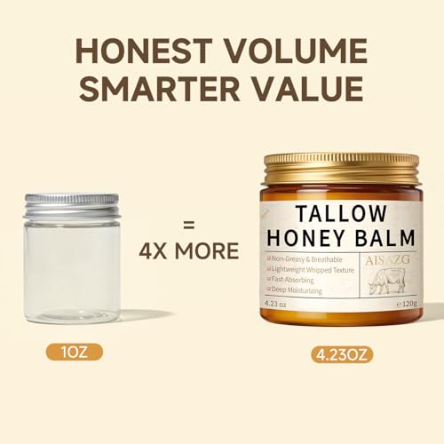 AISAZG Tallow Honey Face Moisturizer with Hyaluronic Acid & Niacinamide, Non-Greasy 4.23oz