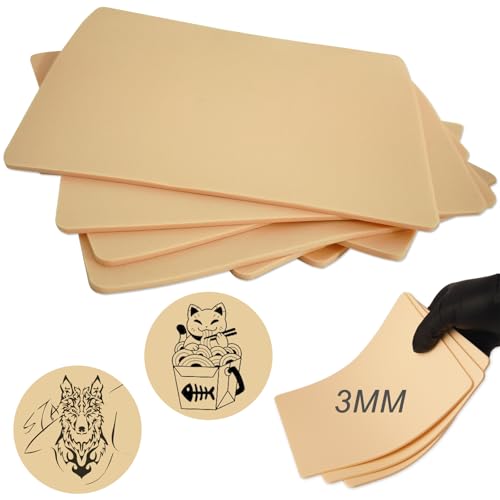 Emalla 8Pcs 3MM Silicone Tattoo Practice Skin for Artists