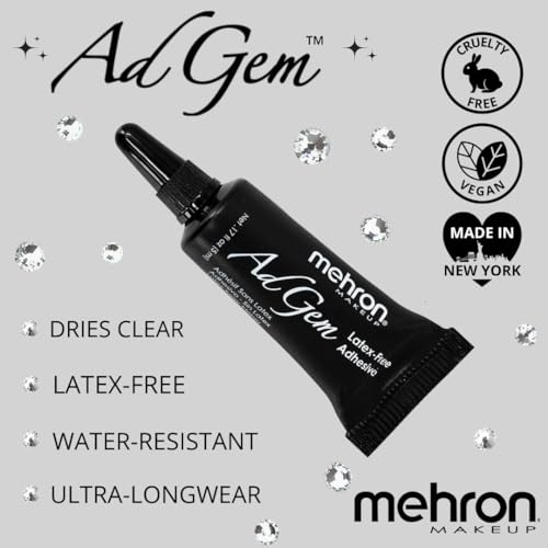 Mehron Makeup AdGem Latex-Free Eyelash & Body Adhesive 0.12 oz - Strong, Cosmetic Glue for Rhinestones & Lashes