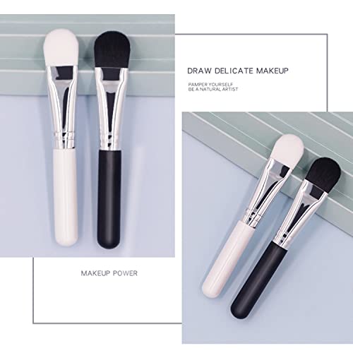Ksvsonrvi Soft Bristles Facial Mask Application Brush Black+Silver - Man-made Fiber Cosmetic Tool