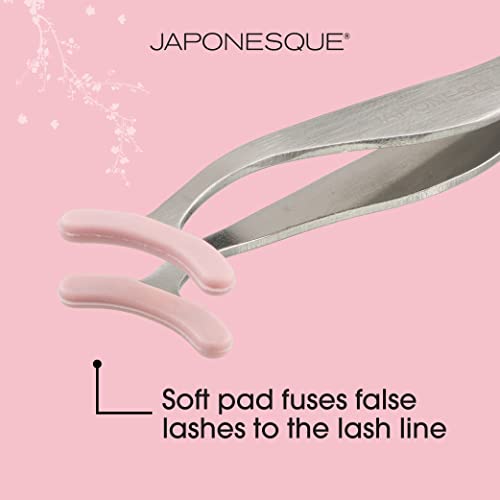 JAPONESQUE False Eyelash Applicator Tweezers with Built-in Comb - Safe, Reusable Lash Tool