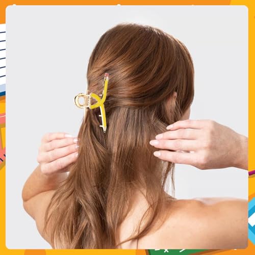 3-Pack Pencil Claw Clips for Teachers - Cute Hair Accessories