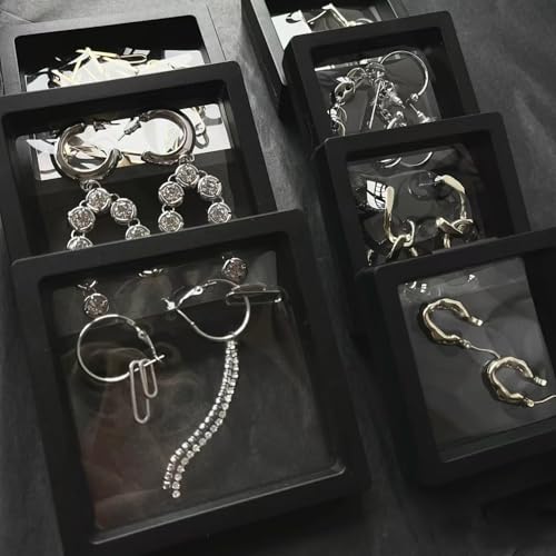 12PCS Stackable 3D Floating Jewelry Display Box - Black