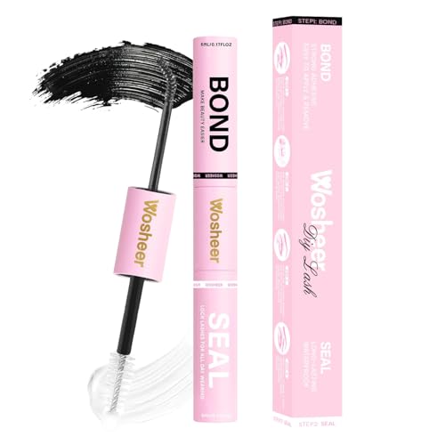 WOSHEER Lash Cluster Glue - Waterproof 2-in-1 Bond and Seal, Black, 10ml