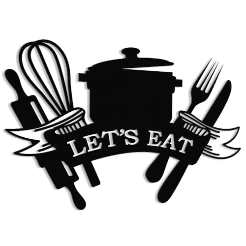 Vintage Farmhouse Let's Eat Metal Wall Art Sign for Kitchen