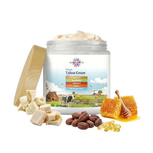 Malanich Whipped Tallow Cream - Grass Fed Moisturizer for Face & Body, 4oz