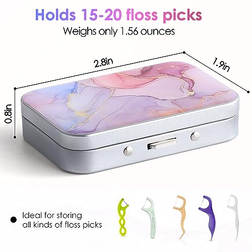 Portable Dental Floss Case - Pink Marble Travel Dispenser