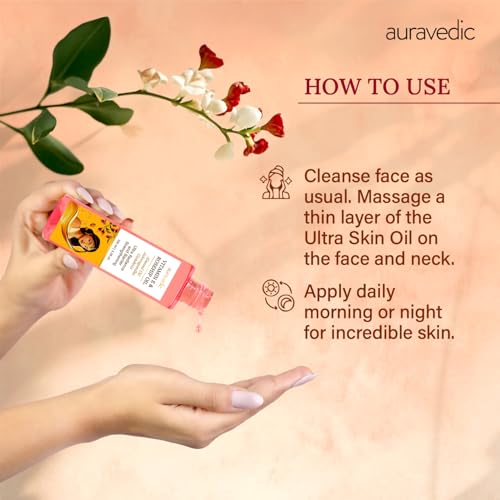 Auravedic Cold-Pressed Rosehip Face Oil with Vitamin E - Hydrating Natural Skin Care, 3.38 Fl Oz