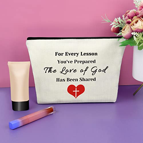 3PCS Beige Christian Makeup Bag - Teacher Appreciation Gifts