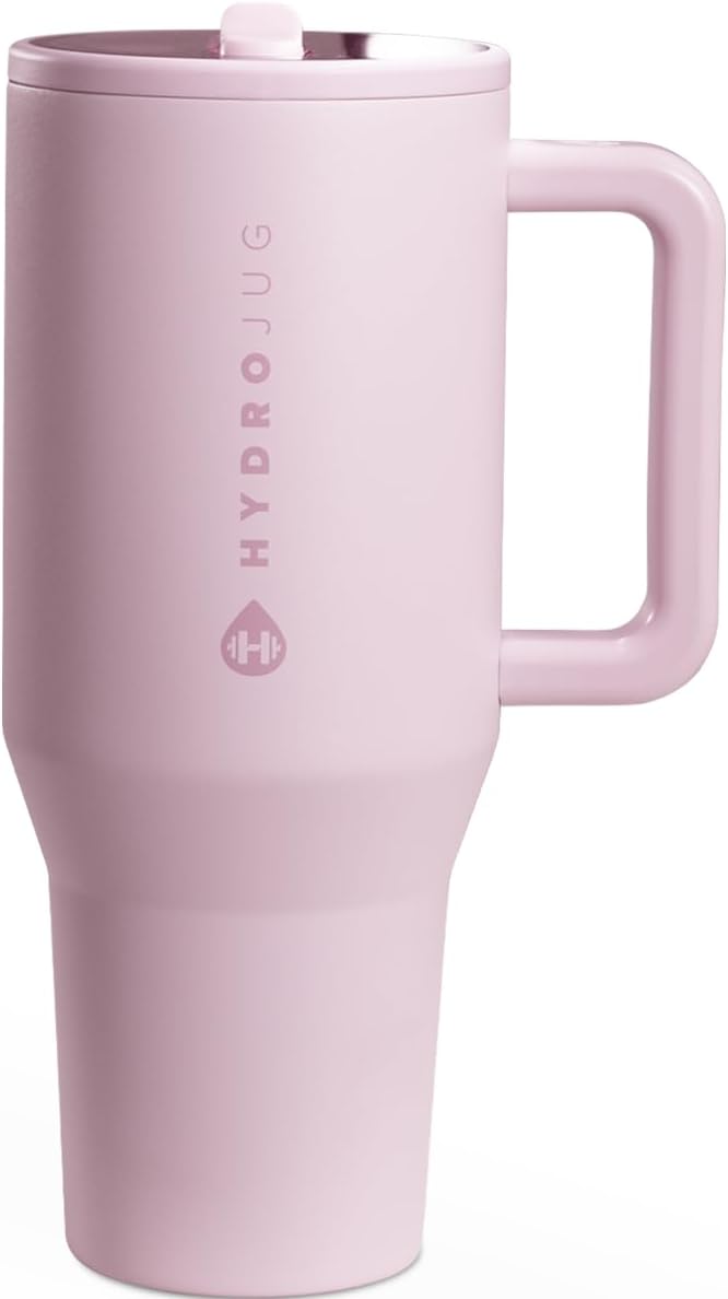 HydroJug 32 oz Insulated Water Bottle - Leak Resistant with Handle & Flip Straw | Pink Sand