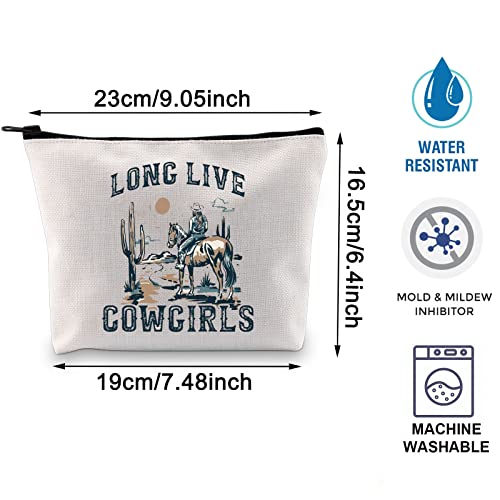 Long Live Cowgirl Western Rodeo Zipper Makeup Bag - Western Women Cosmetic Bag