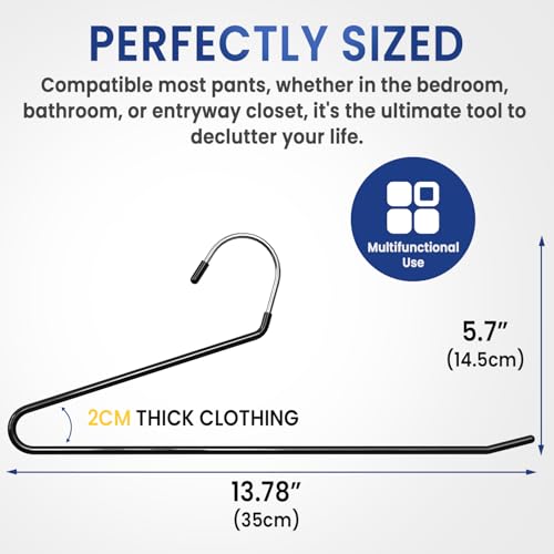 Heavy Duty Non-Slip Open Ended Pants Hangers - 10 Pack for Closet Organization
