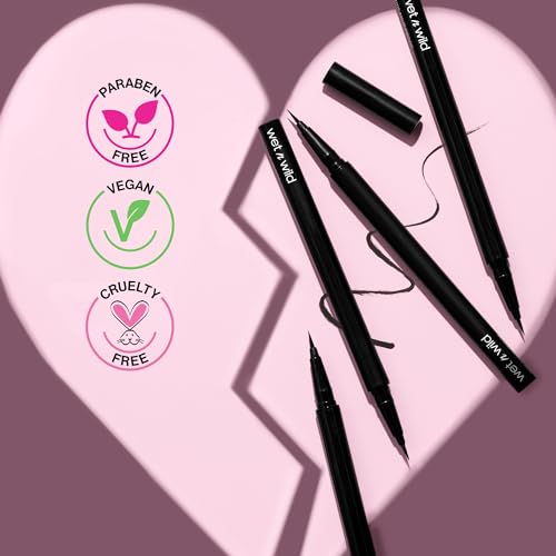 wet n wild Mega Last Breakup Proof Liquid Eyeliner - Waterproof, Ultra-Fine Brush, 16-Hour Wear - Pack of 2