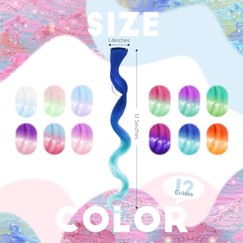 Dreamlover Rainbow Curly Hair Extensions for Girls - 24 Piece Clip-in Set
