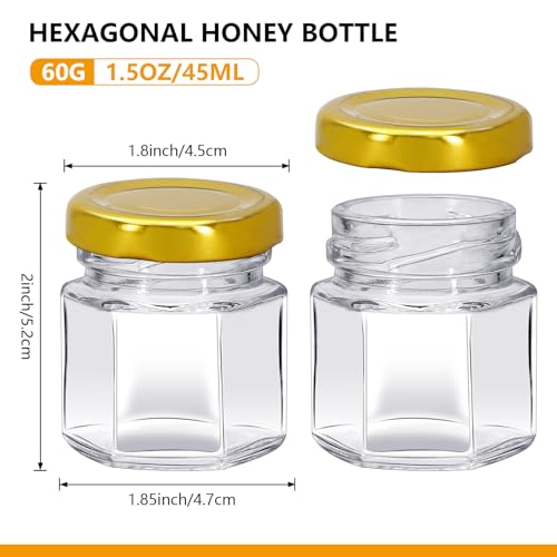 10 Pack Mini Clear Glass Honey Jars with Airtight Lids - 1.5 oz