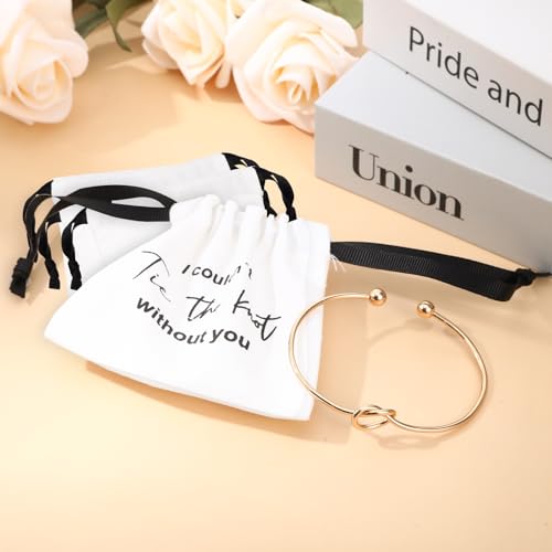 Bridesmaid Bracelet Gift Set with Drawstring Bags - 6 Knot Bracelets