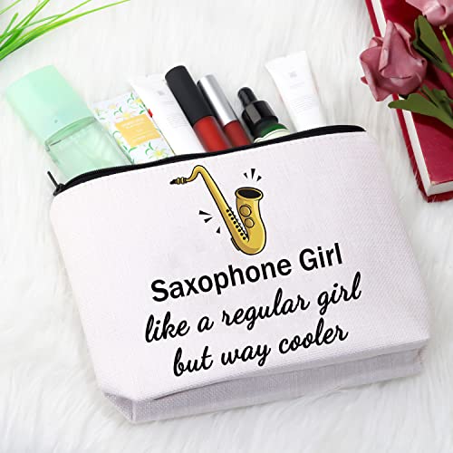 Saxophone Girl Makeup Bag - Saxophonist Gift Travel Cosmetic Organizer