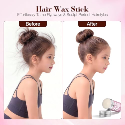 Black Hair Donut Bun Maker Kit - 4 Sizes, 20 Hair Nets, Bobby Pins & Wax Stick