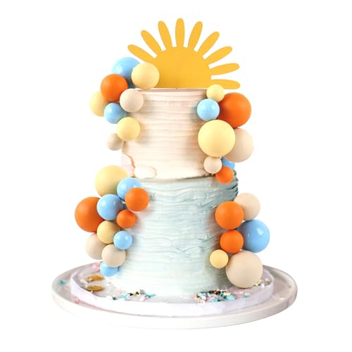 33pcs Sunshine Ball Cake Toppers - Half Sun & Multicolor Balls