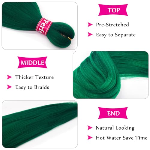 UPerfe 30-Inch Pre-Stretched Braiding Hair - Dark Green Synthetic Extensions