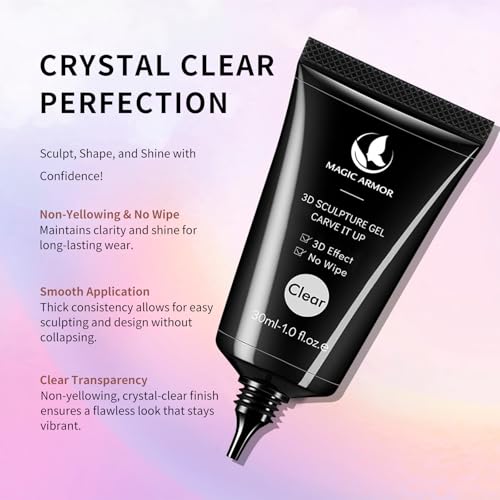3D Nail Gel and Chrome Powder Kit - Sculpting Gel for Nail Art