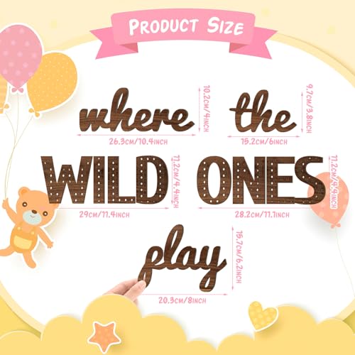 Where the Wild Ones Play Wooden Wall Decor for Kids Room