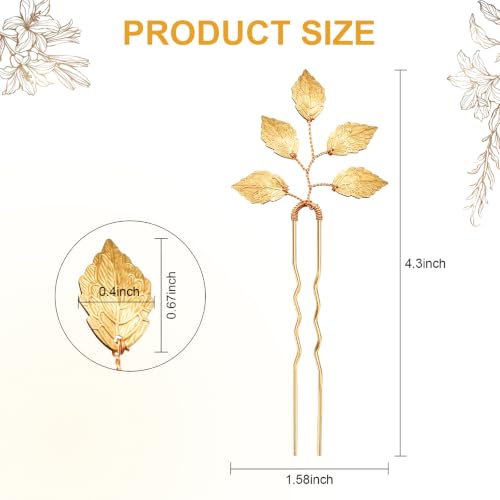 Bride Gold Leaf Hair Pins (6 Pack) Vintage Wedding Accessories