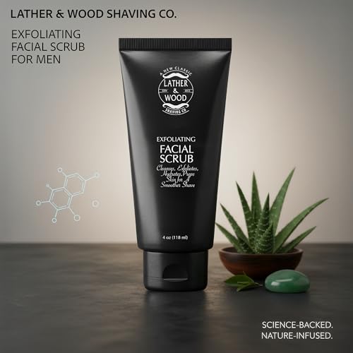 Lather & Wood Face Wash for Men - Exfoliating Scrub 4oz