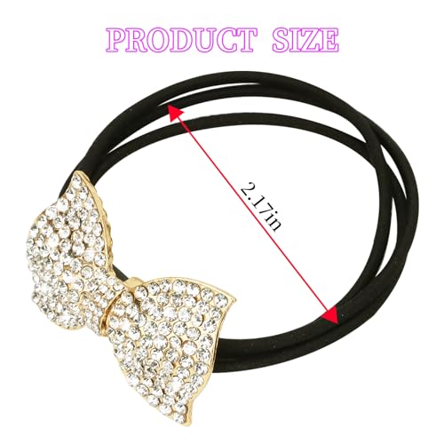 YISSION R-Beaded Bow Sparkly Rhinestone Hair Ties - Elegant Crystal Ponytail Holders for Women & Girls