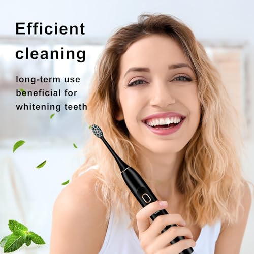 Kingheroes Black Electric Toothbrush Set with 8 Replacement Heads, Travel Case & 4 Modes