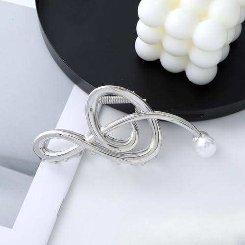 Jacnkb Style D Music Note Hair Claw Clips Pearl Large Clef Hair Accessories for Women