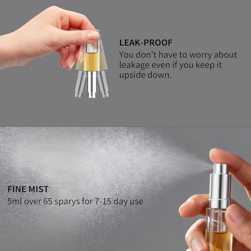 MUB Travel Refillable 5ml Glass Perfume Atomizer Bottle – Top-Filling, Leak-Proof, Clear