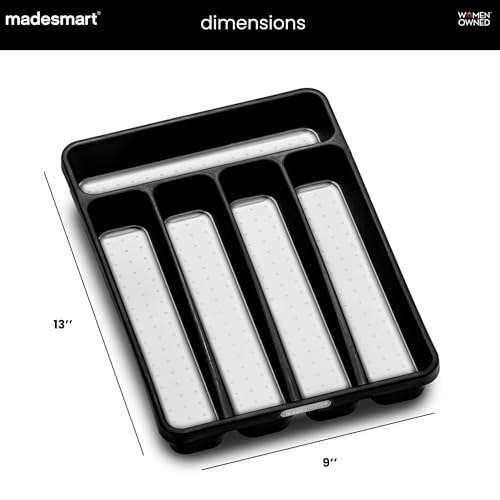madesmart Classic Compact 5-Compartment Cutlery Tray - Carbon