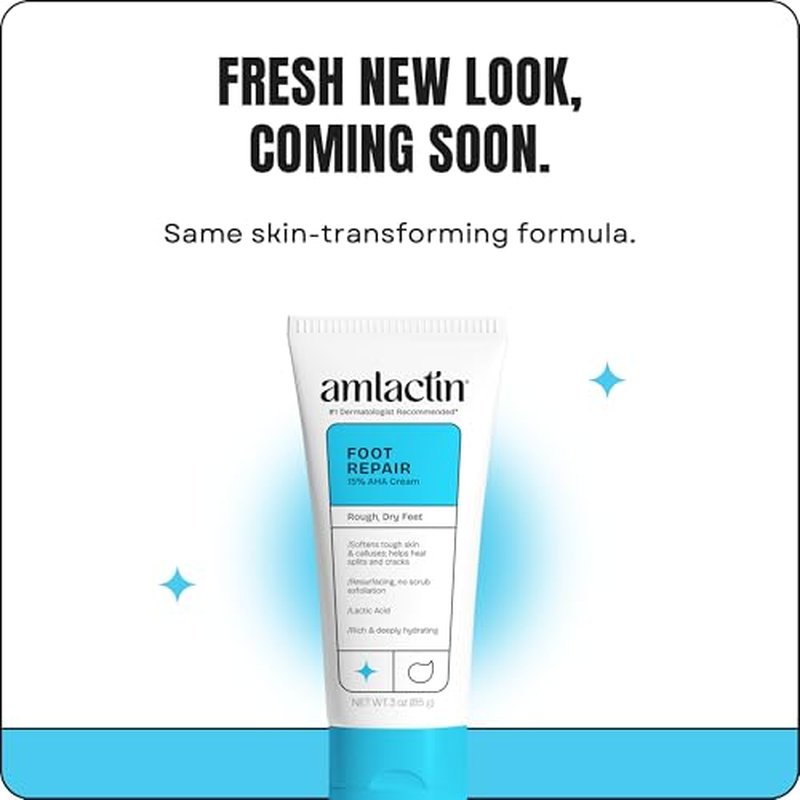 AmLactin Foot Repair Cream - Therapeutic Foot Cream for Dry Cracked Heels and Feet - Callus Softener - No-Scrub Exfoliator and Moisturizer with 15% Lactic Acid AHA - 3 oz (Packaging May Vary)