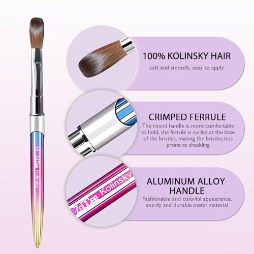 ZoCCee Gradient #10 Acrylic Nail Brush - Kolinsky Sable for Art & Extensions with Storage