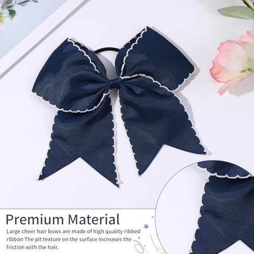 Navy Cheerleading Bows - Large Ponytail Holders for Girls