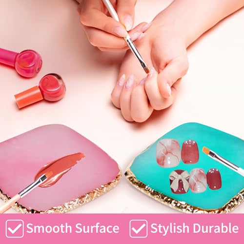 MixPeak 2-Piece Resin Nail Art Palette Set - Travel Size with Gold Edge