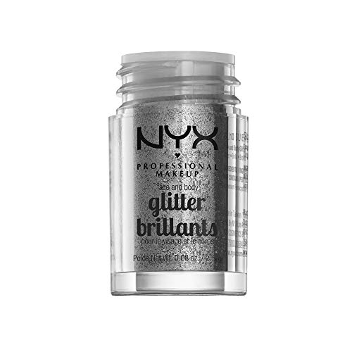 NYX Face & Body Glitter Silver 0.08oz Pack of 2 – Loose Glitter for Face & Body