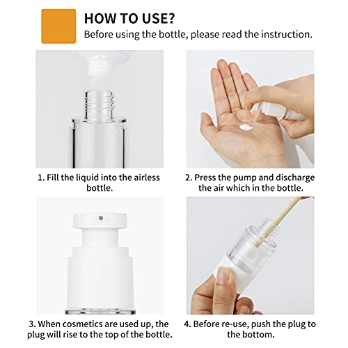 Longway 120ml Airless Pump Bottles - Refillable Travel Cosmetic Containers (6 Pack)