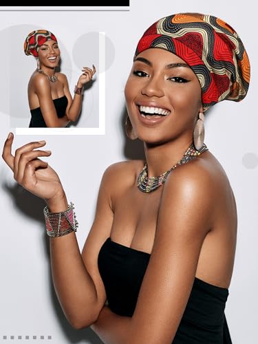 Sintege Floral Pattern Satin Lined Sleep Bonnet Set for Women & Men - Cancer Chemo Cap