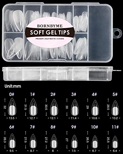 BORNBYME Medium Stiletto Soft Gel Nail Tips - 120 PCS Full Cover