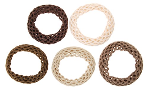 L. Erickson Netted Sport Ponytail Holders 5-Pack for Women, Driftwood