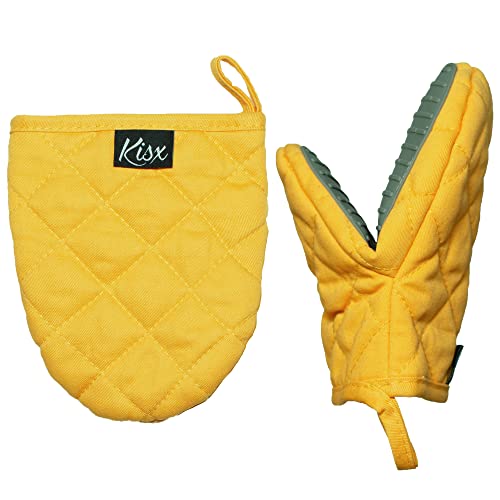 Kisx Mini Silicone Oven Mitts Set - Heat Resistant Kitchen Gloves