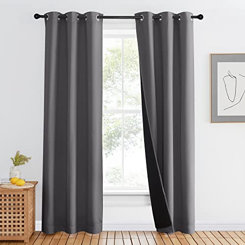 NICETOWN Grey Blackout Curtain Panel 42x84 - Energy Efficient & Noise Blocking