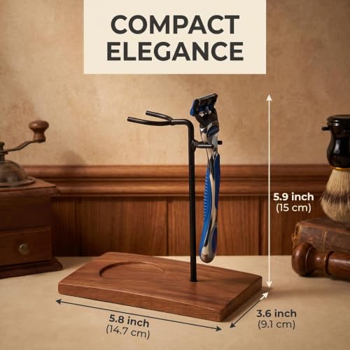Men's Shaving Kit with Razor Stand, Ceramic Bowl, Brush & Soap