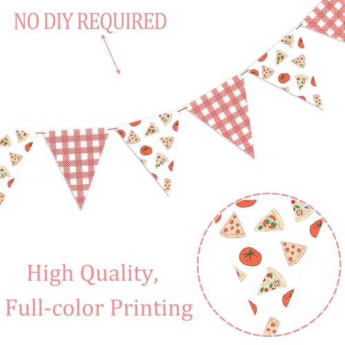 Pizza Party Pennant Banner - 3pcs Red Gingham Triangle Bunting